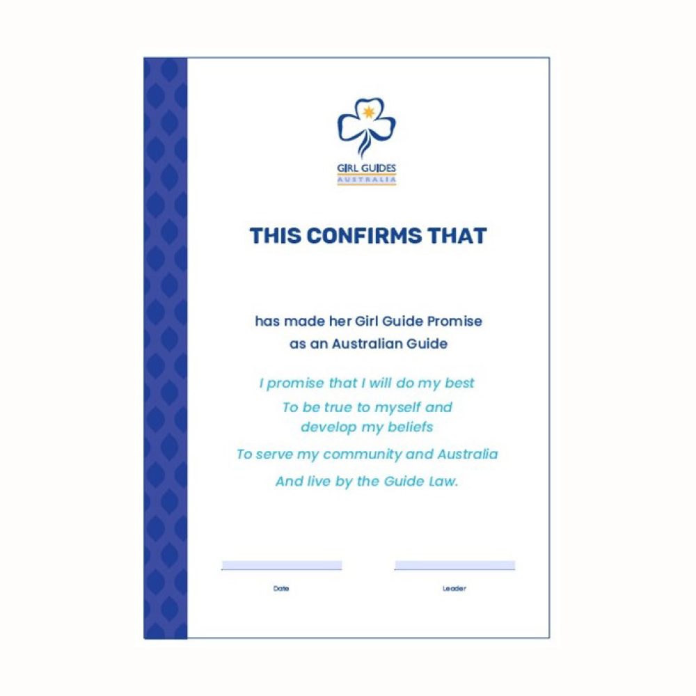 Girl Guides Promise Certificate